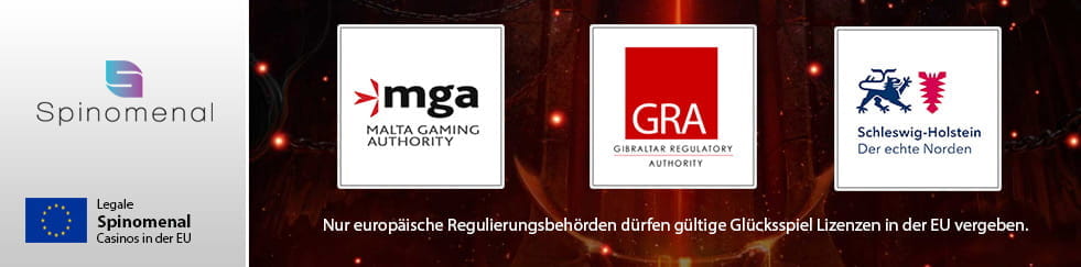 Europäische Lizenzen der Spinomenal Casinos. 