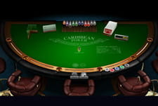 Bei dem Tischspiel Caribbean Poker wird ausschließlich gegen das Haus gespielt. Die Spielfläche zeigt vor Beginn der Spielrunde die einsetzbaren Jetons, die Einsatzlimits und die Jackpothöhe. Caribbean Poker ist eines der beliebtesten Tischspiele im Split Aces Casino.