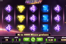 Der Starburst Slot von NetEnt im Justbit Casino.