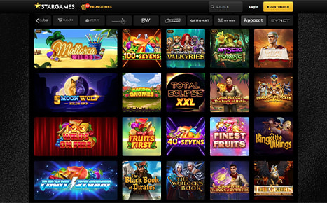 Die Startseite des Stargames Casino.