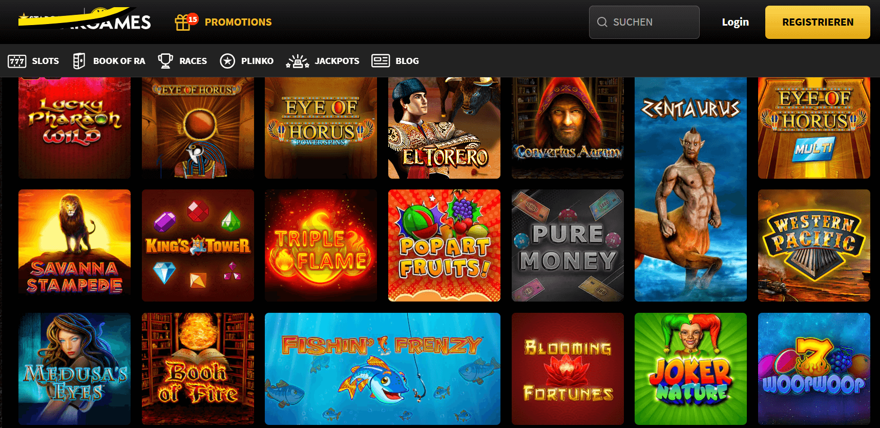 Die Übersicht der Merkur-Slots bei StarGames.