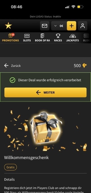 Die gratis Willkommens-Aktion im Players Club von StarGames.
