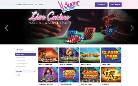Die Webseite des Sugar Casino.