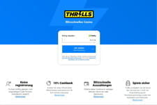 Die Webseite des Thrills Casinos mit der Option über Thrustly einzuzahlen.