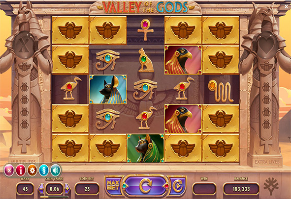 Der Valley of the Gods Slot als Demo.