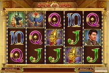Der Startbildschirm des populären Slots Book of Dead des Herstellers Play'n GO. Der Münzwert beträgt 20 Cent.