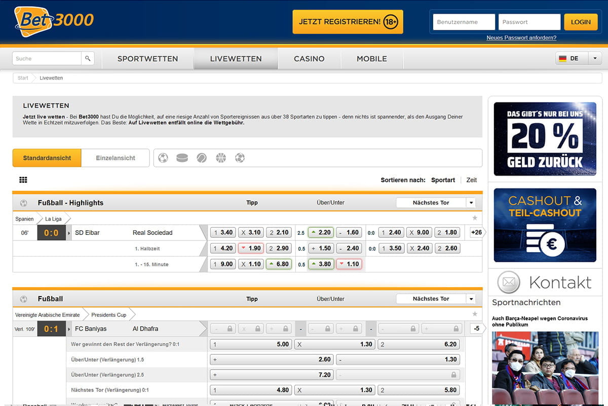 Bet3000 Live Wetten Bet3000 Live Wetten
