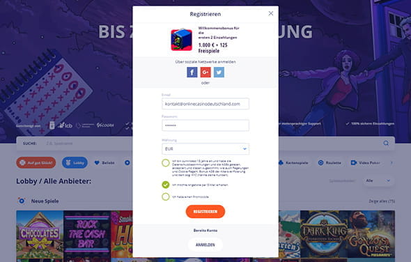 Im zweiten Schritt der Anmeldung im VulkanVegas ist die Eingabe der Adresse erforderlich.