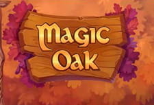 Der Magic Oak Slot von Habanero im Wildblaster Casino mit einer Wald-Landschaft im Hintergrund und Slot-Symbolen in Form von Tieren.