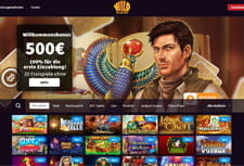 Die Startseite des Wildblaster Casinos zeigt aktuelle Bonusangebote und die Spieleauswahl.
