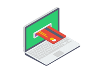 Ein Laptop und eine EC-Karte.