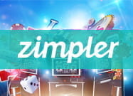 Das Zimpler Logo vor einer Illustration einer virtuellen Spielbank.