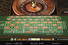 Tisch des Zoom Roulette Spiels bei ExciteWin.