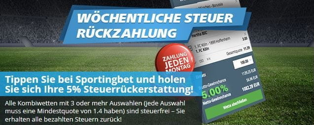 Werbebanner für Steuerrückzahlung von Sportingbet