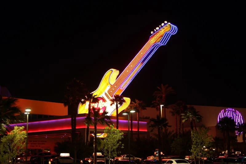 Die berühmte Riesengitarre auf dem Hard Rock Casino Las Vegas