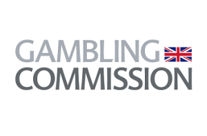 Die britische Flagge in Kombination mit dem Logo der britischen Glücksspielkommission.