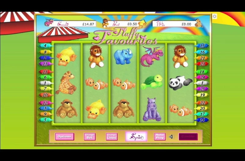 Ein Screenshot des Onlinecasino-Slots Fluffy Favourites