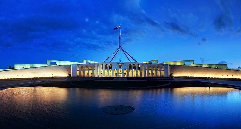 Ein Foto des australischen Parlamentsgebäudes in Canberra, Australien