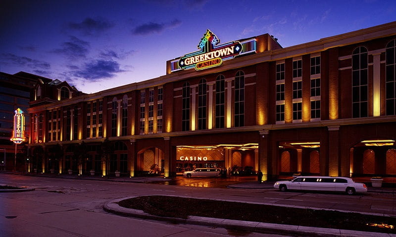 Der Eingang des Greektown Casinos in Detroit, USA.