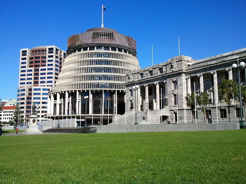 Das Parlamentsgebäude in Wellington, Neuseeland. 