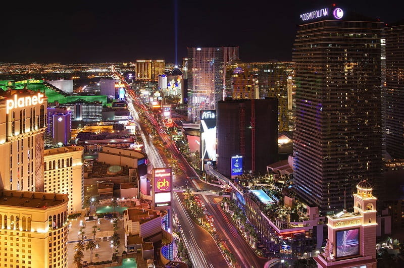 Der Las Vegas Strip bei Nacht.
