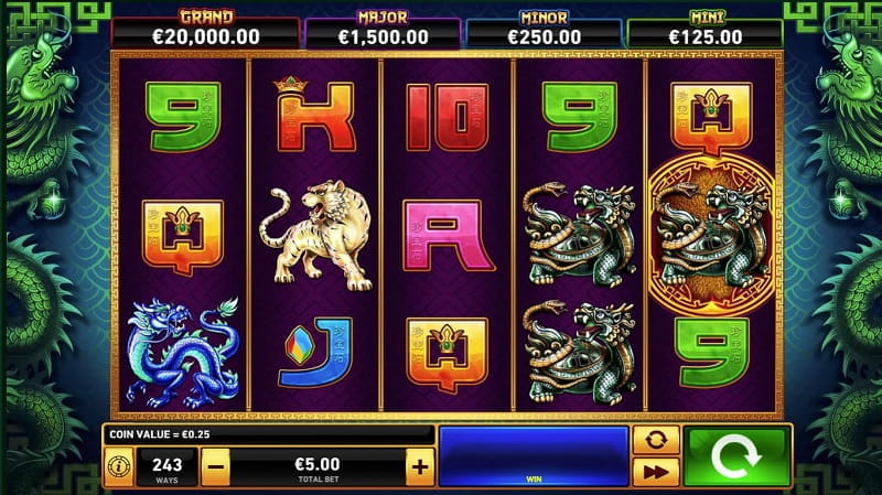Der neue Playtech-Slot „Tiger Turtle Dragon Phoenix“.