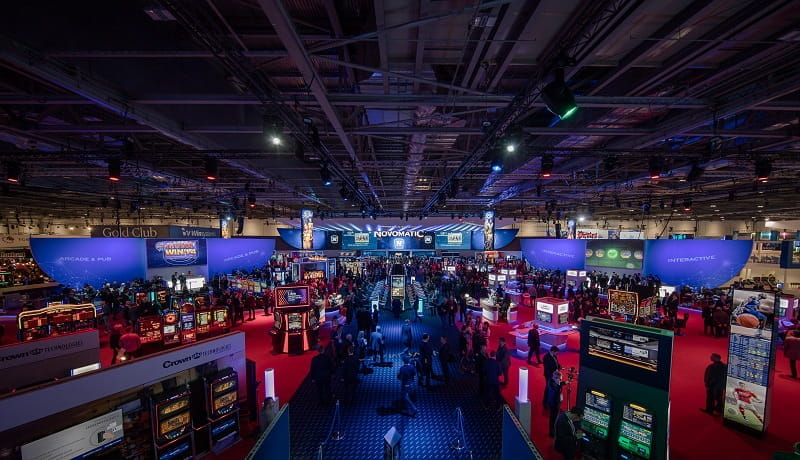 Der Novomatic-Stand auf der ICE Totally Gaming 2019.