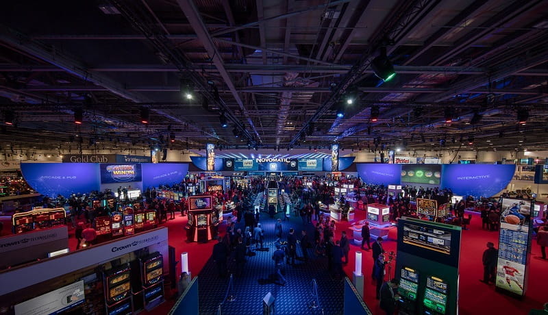 Der Novomatic-Stand auf der ICE Totally Gaming 2019. 