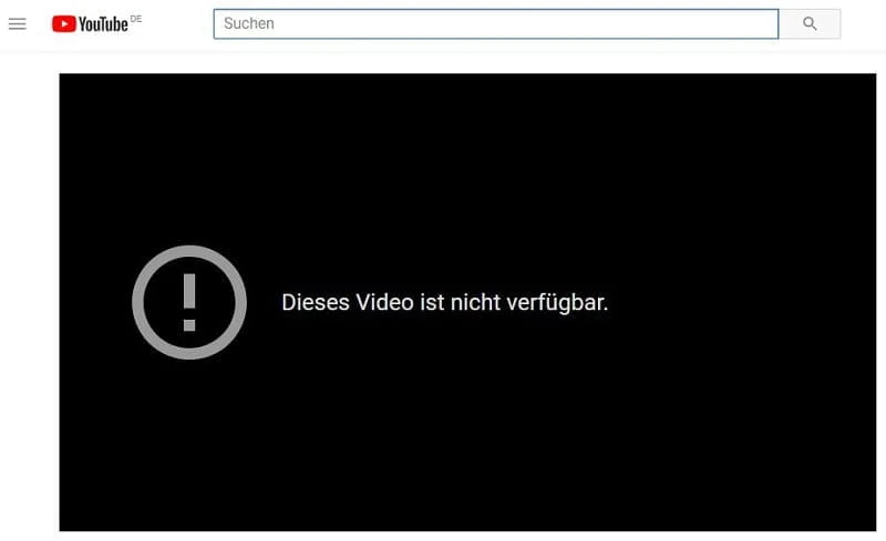 Der YouTube-Slogan „Video nicht verfügbar“.