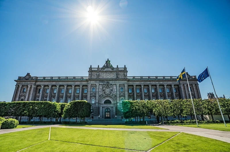 Ein Blick auf das schwedische Parlament in Stockholm. 