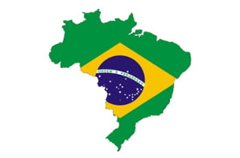 in Länderumriss zeigt die brasilianische Flagge.