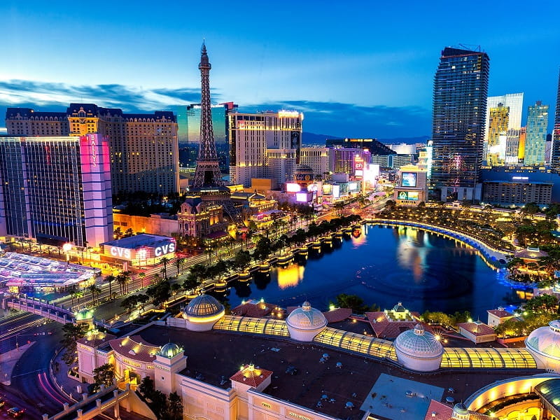 Das US-Casinodelta Las Vegas am Abend.