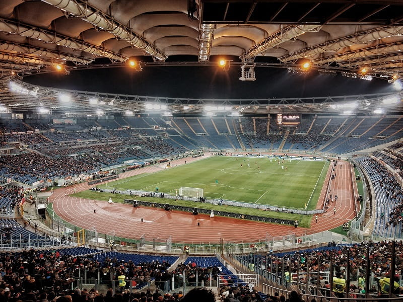 Das Stadion des AS Rom während eines Fußballspiels.