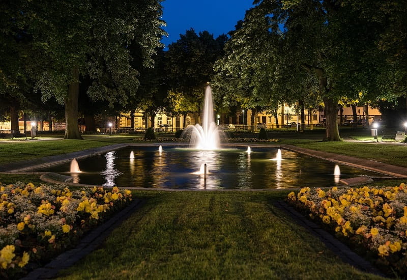 Der Brunnen der Westspiel-Spielbank Aachen.