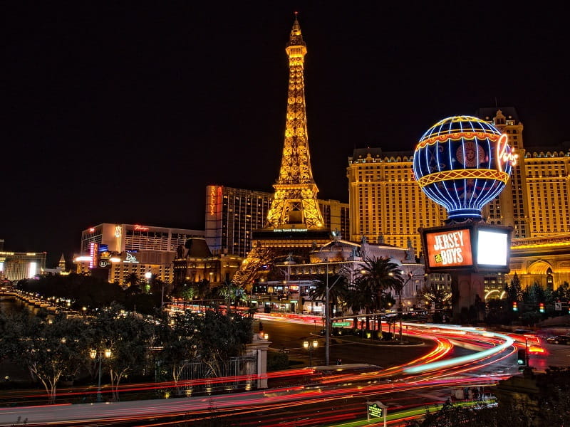 Die Casinos von Las Vegas bei Nacht.
