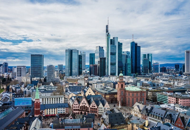 Die Banken-Skyline von Frankfurt am Main.