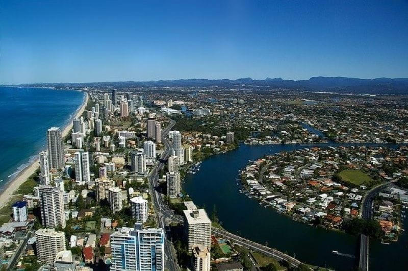 Die Gold Coast in Australien aus der Luft.