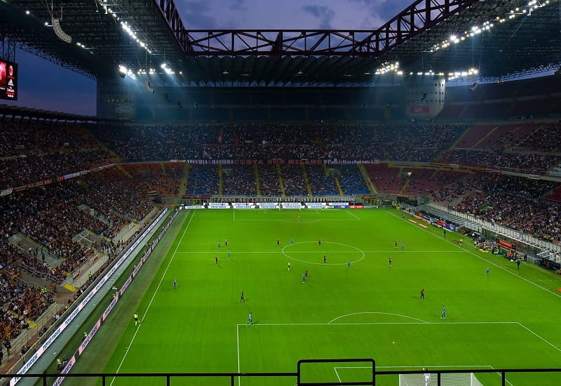 Das Giuseppe Meazza-Stadion in Mailand während eines Spiels.