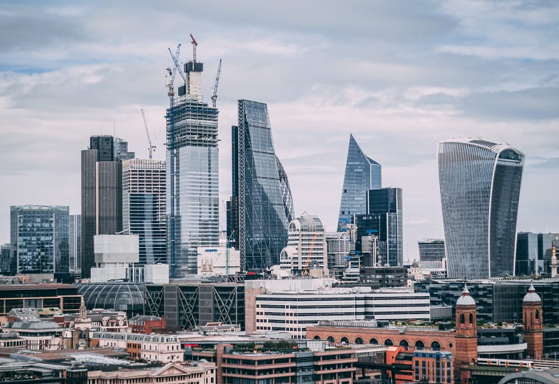 Die Skyline des Londoner Bankenzentrums.