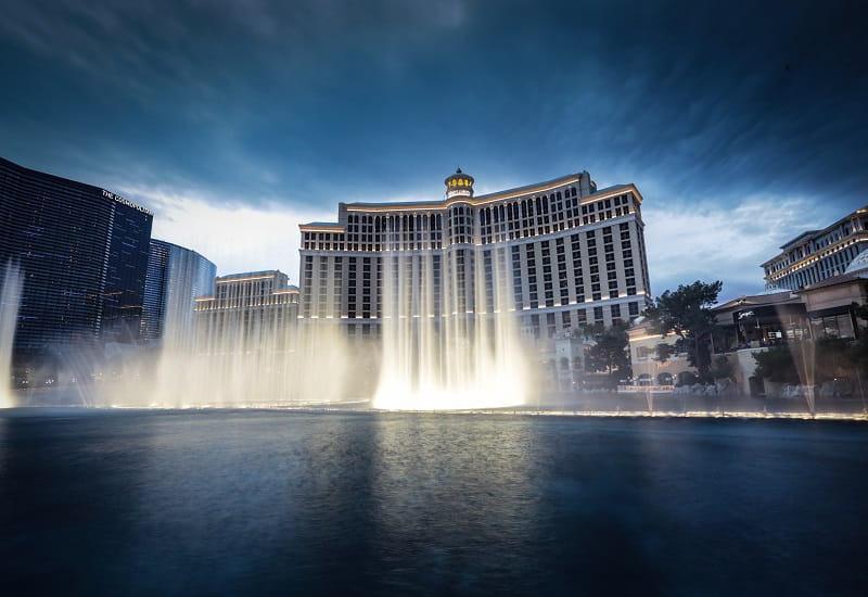 Die Wasserfontänen des Bellagios in Las Vegas.