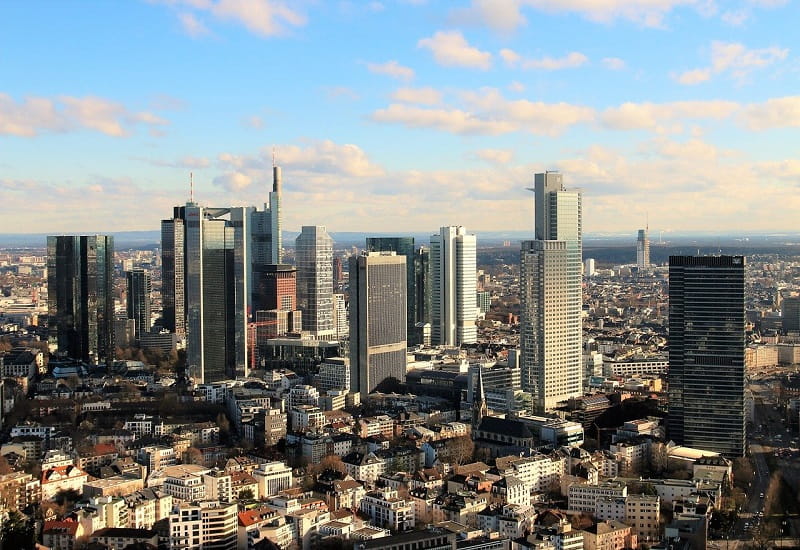 Die Wolkenkratzer von Frankfurt am Main.