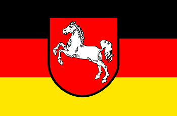 Die Flagge von Niedersachsen.