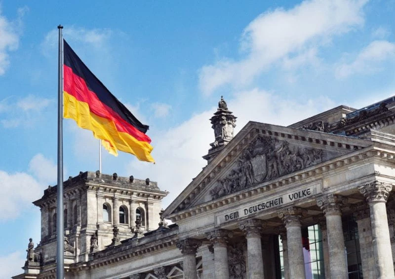 Bendera Jerman sebagai simbol pertandingan internasional mendatang.