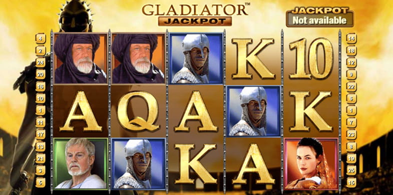 Layar beranda Slot Jackpot Gladiator. 