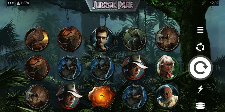 Mesin penjual otomatis Jurrasic Park dengan simbol-simbolnya.