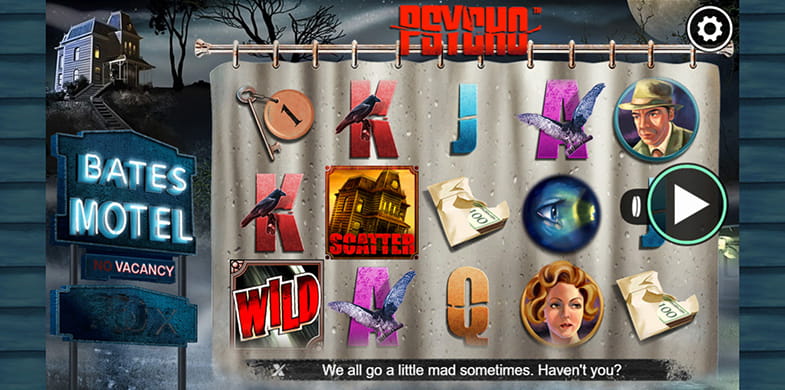 Der Online Slot Psycho mit bekannten Symbolen aus dem Film.