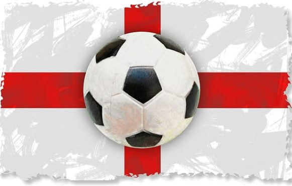 Die englische Flagge kombiniert mit einem Fußball.