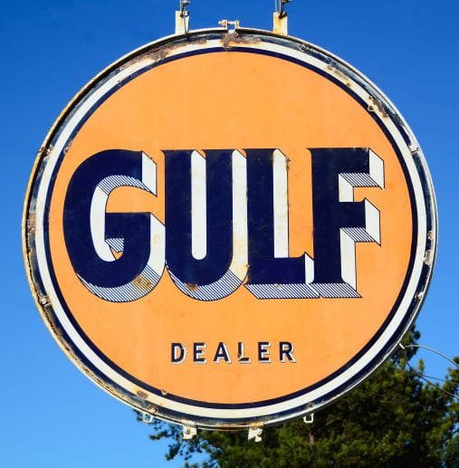 Das Logo des ursprünglichen Gulf Oil-Konzerns.