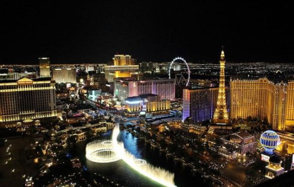 Blick auf die einige Casinos in Las Vegas.
