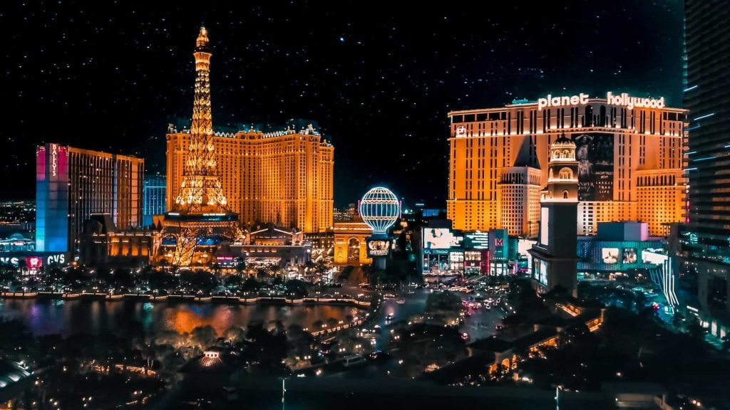 Der Strip in Las Vegas bei Nacht